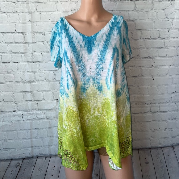 Time and Tru Tops - Time and Tru Blue & Green shirt size M